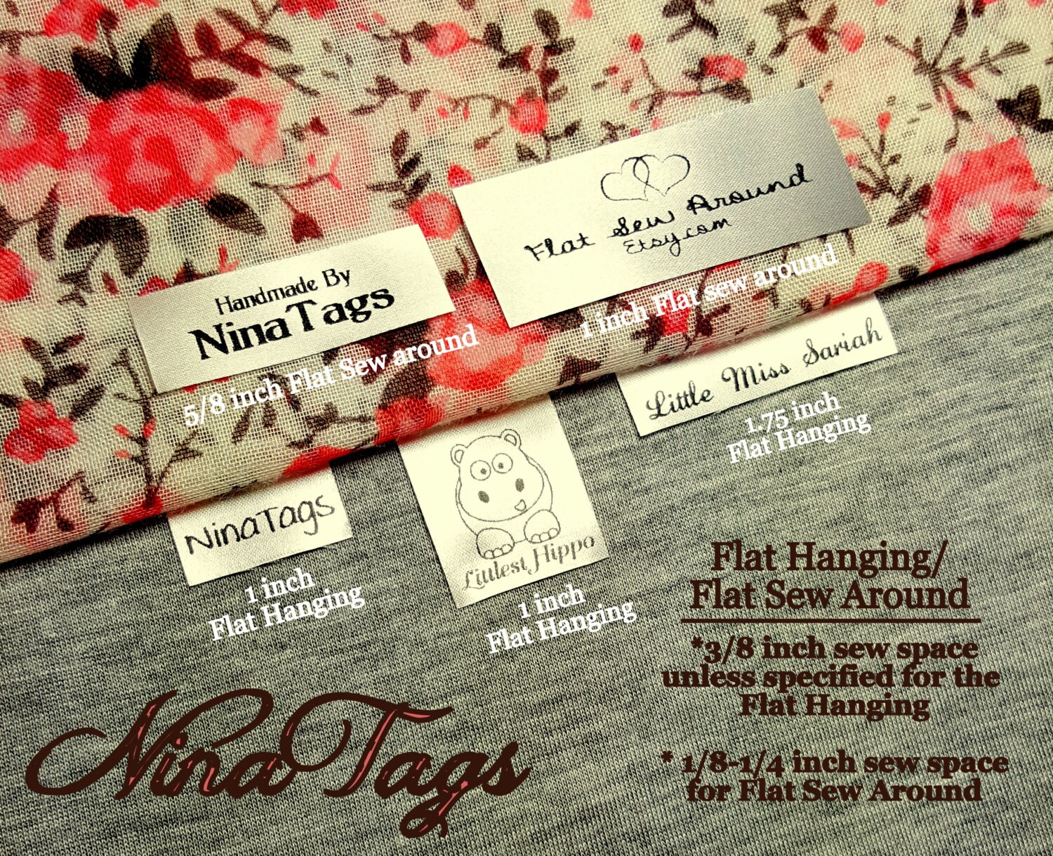 60 Custom Satin Clothing Labels SewIn Hanging or Flat Sew