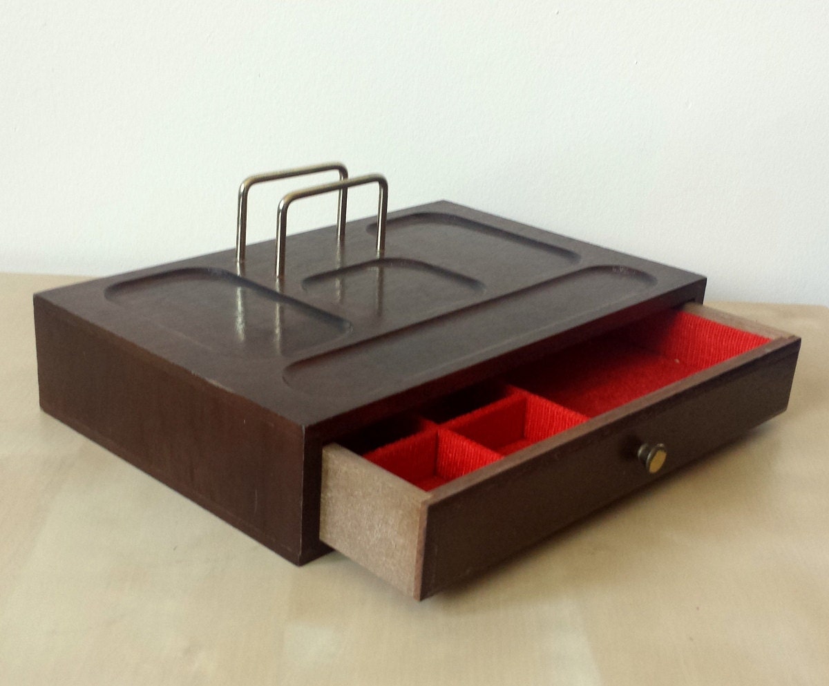 Mid Century Wooden Dresser Valet Mens Dresser by faroutofsight