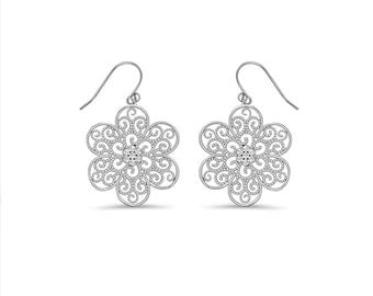 Sterling Silver Flower Hook Earrings. 65% off regular price.