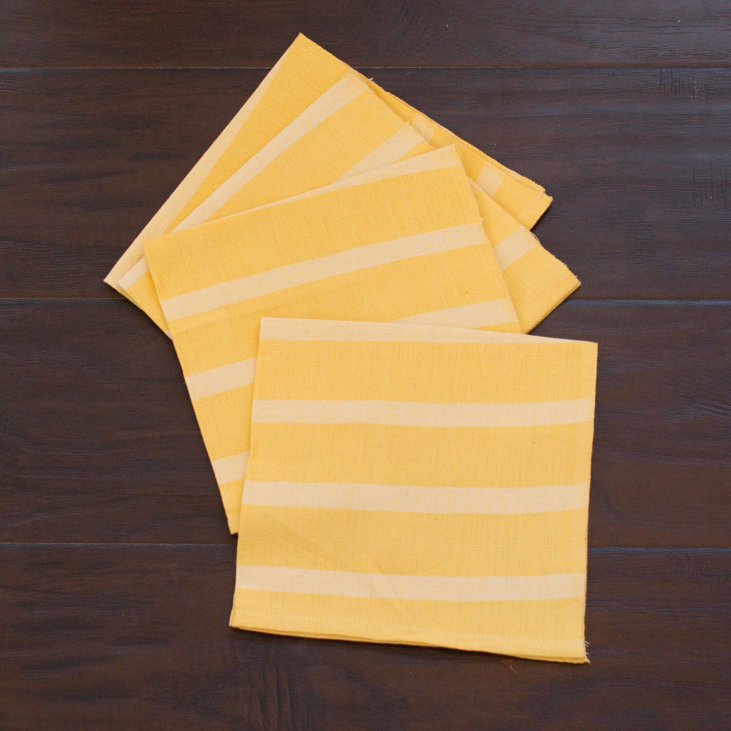 Yellow Cloth Napkins Set 4 Beautiful Muted Casual Fair