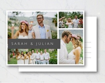Wedding Thank you cards. photo collage postcards. Card sets or printable digital design. White classic. Engagements or bridal showers.