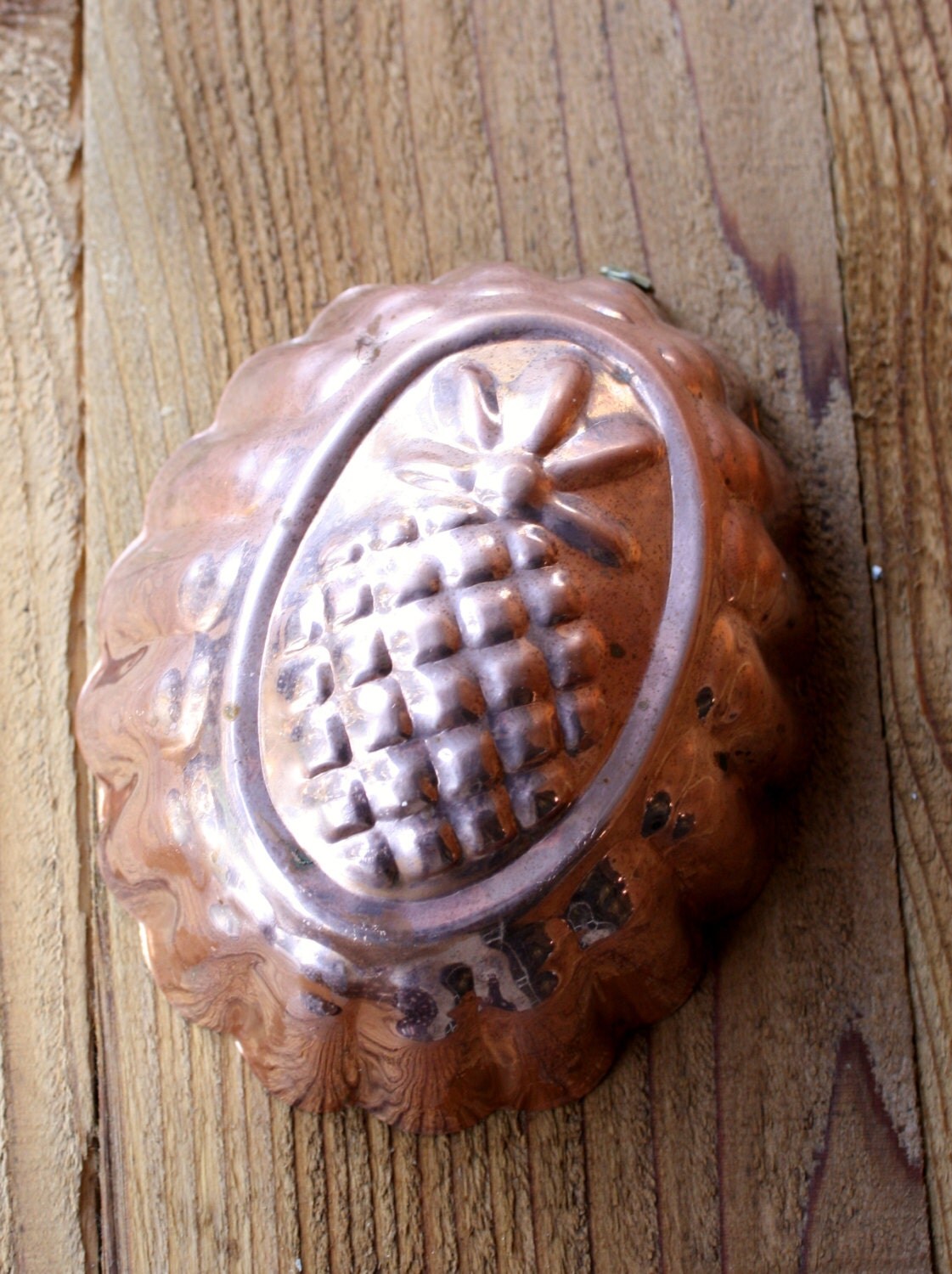 Vintage Small Copper Plated Pineapple Jello Mold Haute Juice