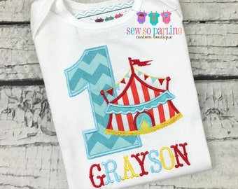 1st Birthday Circus Shirt - Circus Birthday Shirt - Baby Boy Circus Birthday Outfit - first Birthday shirt boy - boy circus shirt ANY AGE