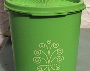 Vintage Bright Lime Green Tupperware Canister Food Container