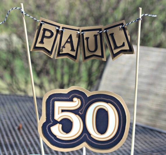 Items similar to 50th Birthday Cake Topper. Black / Gold ...