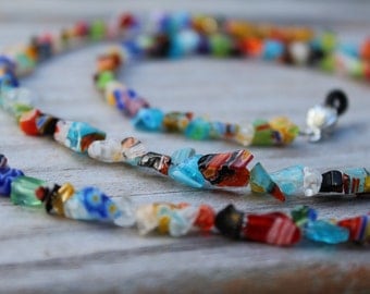 Eyeglass Holder, Colorful Beaded Eyeglass Chain, Millefiori Reading Glasses Lanyard, Chain for Glasses, Handmade Birthday Gift Idea