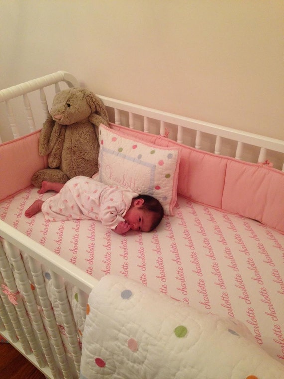 Personalized Baby Name Sheet. Personalized Fitted Crib Sheet.