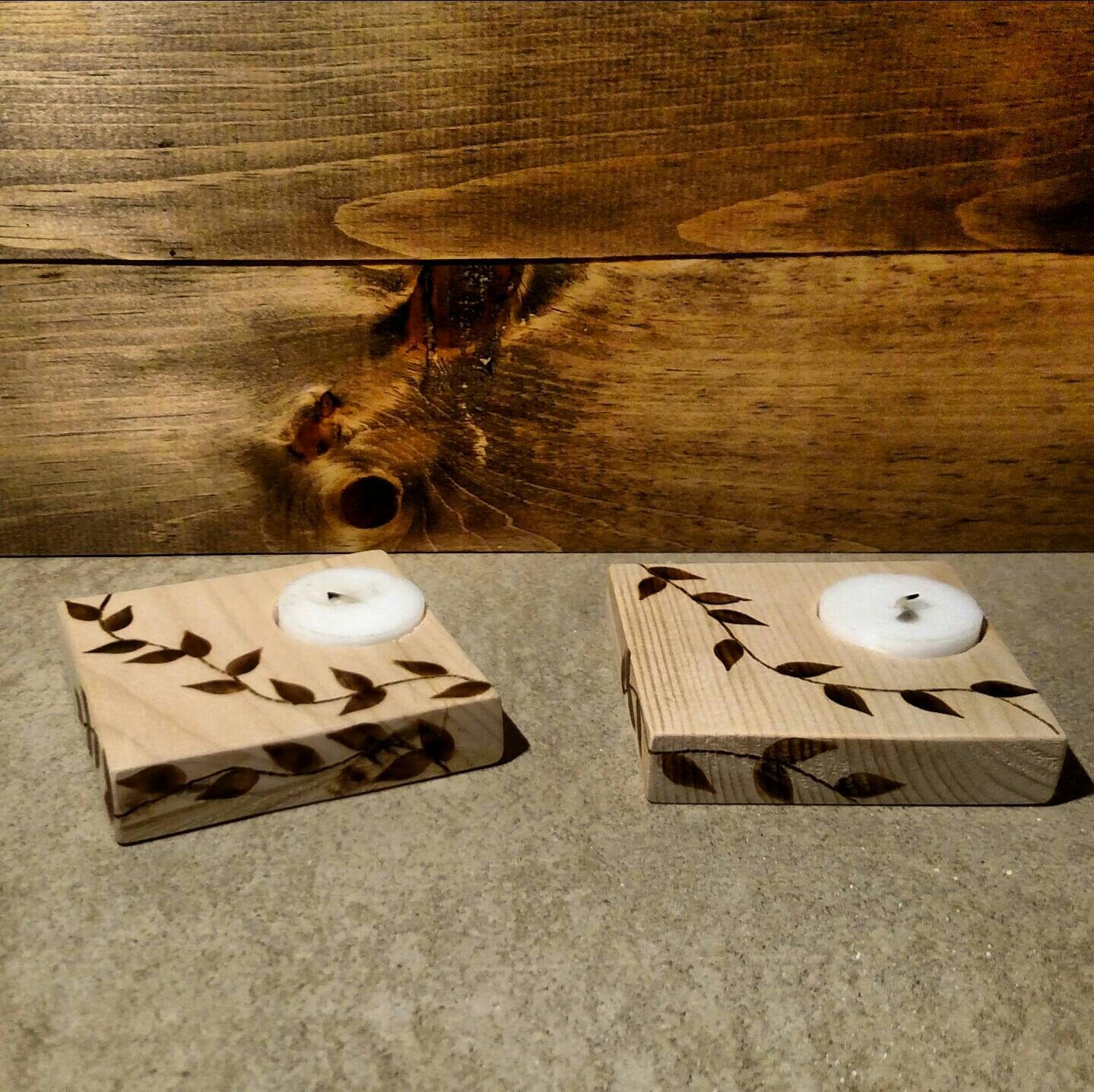Vine Wood Burnt Tea Light Holder