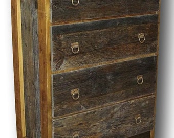 Barn Wood Two Tone Chest Dresser 4 Drawer