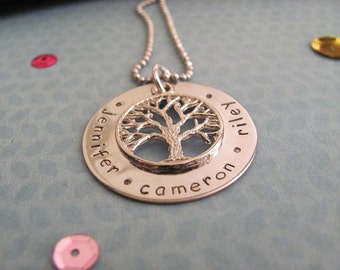 Around the Family Tree Necklace, Handstamped Jewellery, Personalised Necklace, Mother's Day Gift, Australian Seller