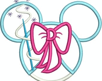 Character Inspired Cinderella's Fairy God Mother Minnie Mouse Head, Mouse Ears, Applique, Embroidery Design Machine Embroidery Design 188