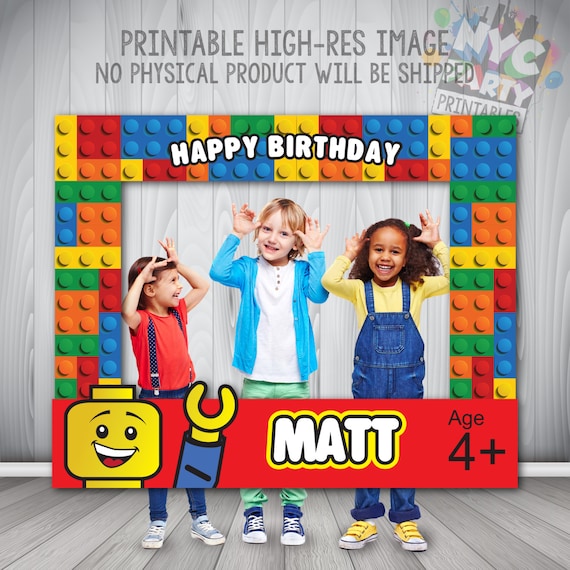 Lego Photo Booth Frame, Lego Birthday Party, Lego Party, Printable Lego ...