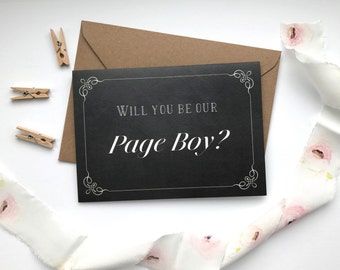 Will you be our Page Boy card. Wedding. Chalkboard.
