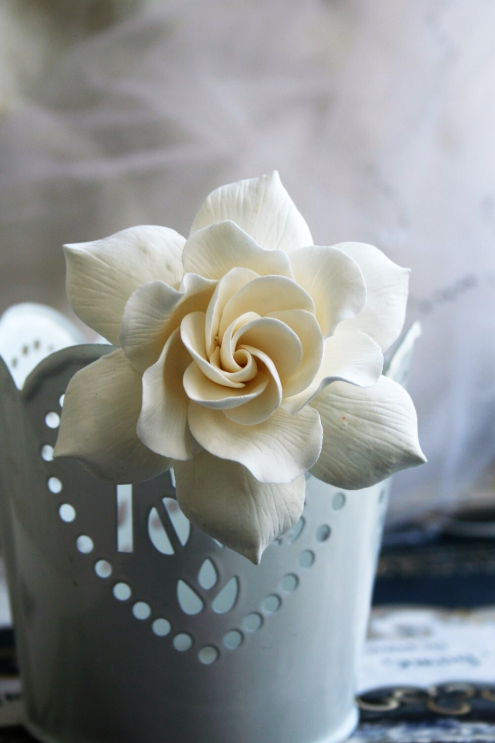 Ivory Gardenia  Hair  clip Wedding hair  flower  Bridal hair 