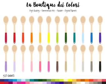 50 Rainbow Wooden Spoon Clip art, Graphics PNG, colorful Spoons, Cooking Utensil, Baking, Kitchen Clipart, Planner Stickers Commercial Use