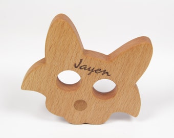 Personalized Cat Teether, Wooden Teether, Natural Wood Teether, Organic Wood Teether, Wooden Baby Toy, Wooden Teething Ring, Grasping Toy