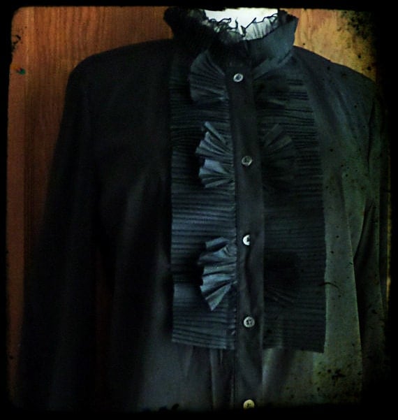 Black Victorian Steampunk Ruffle Blouse by HarmonyLoveGifts steampunk buy now online