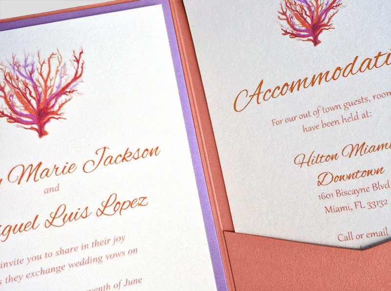 Coral Wedding Invitation Kits 5