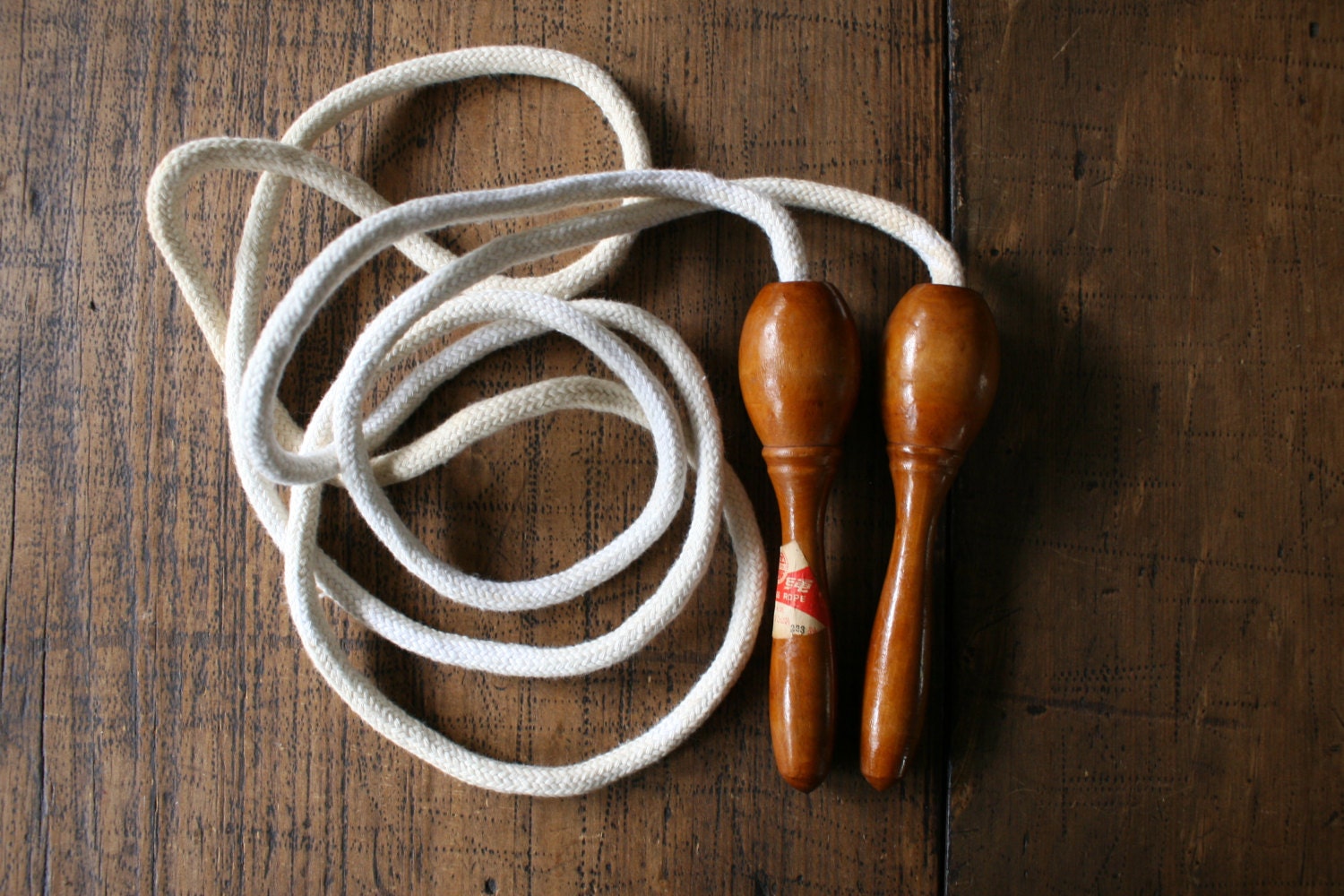 Retro Wood Handle Skipping Rope Genuine Old Jump Rope Child