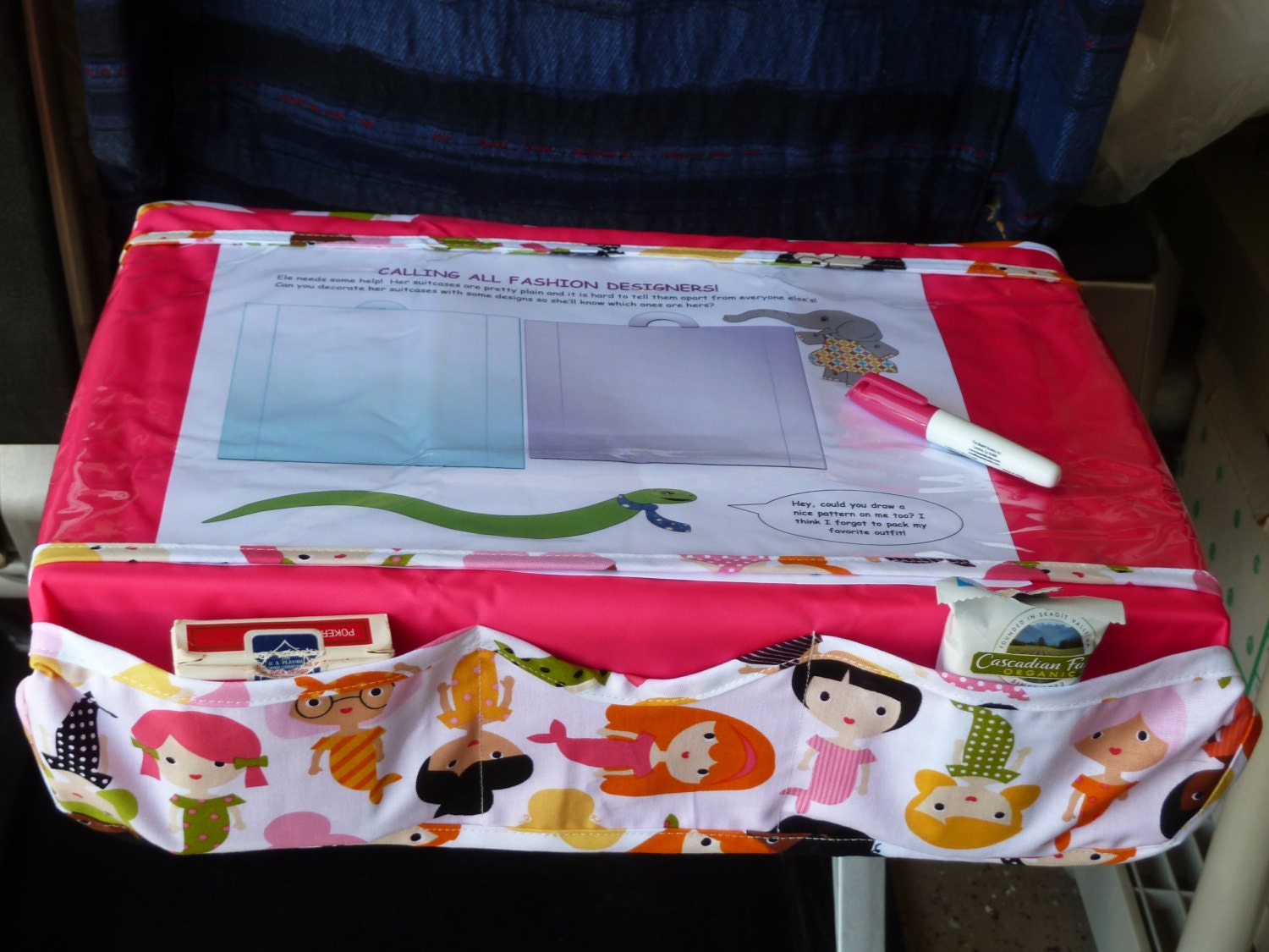 Airplane Tray Activity Cover with Pockets by LoveToTravelProducts