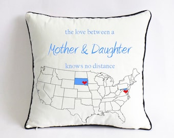 long distance mom daughter cushion cover-mom birthday gift-Xmas gift-mothers day gift for daughter-mother daughter love knows no distance