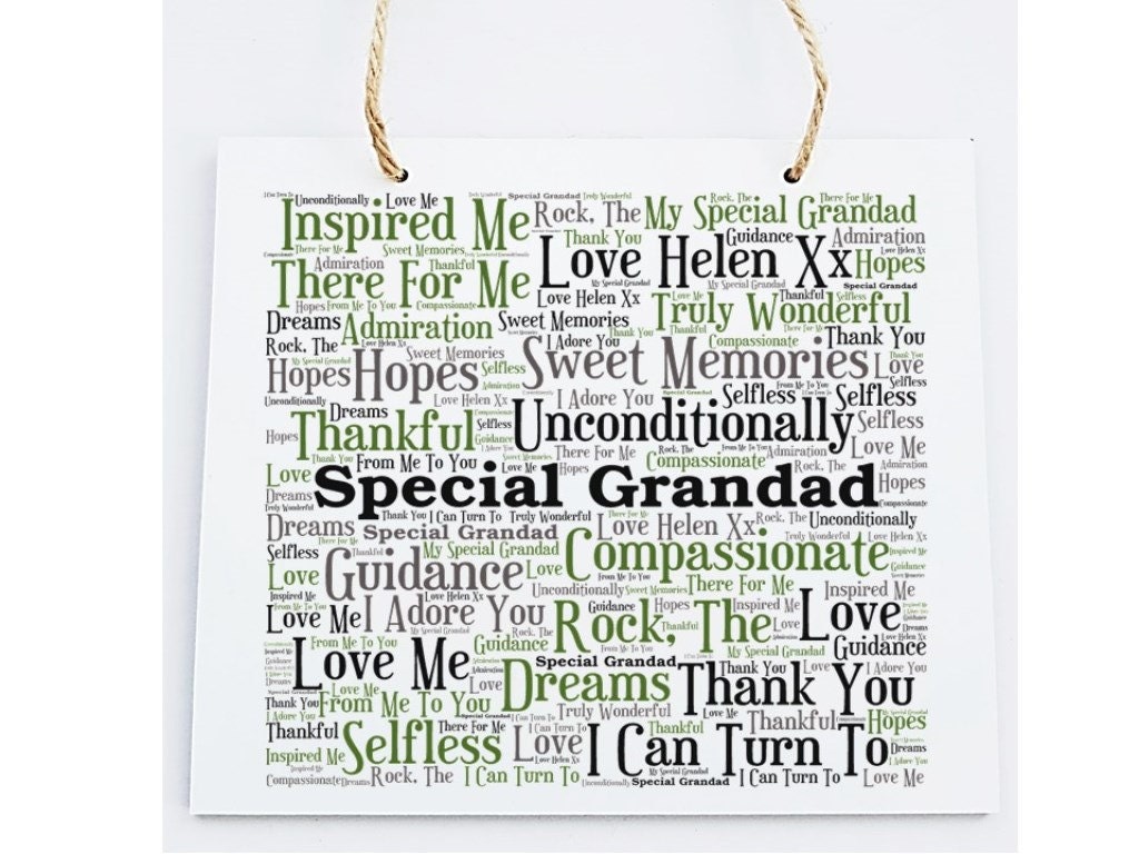 Personalised Grandfather Word Art Plaque Special Grandad.