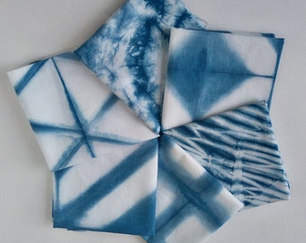 Fat Quarters Indigo Shibori Naturally dyed cotton quilting
