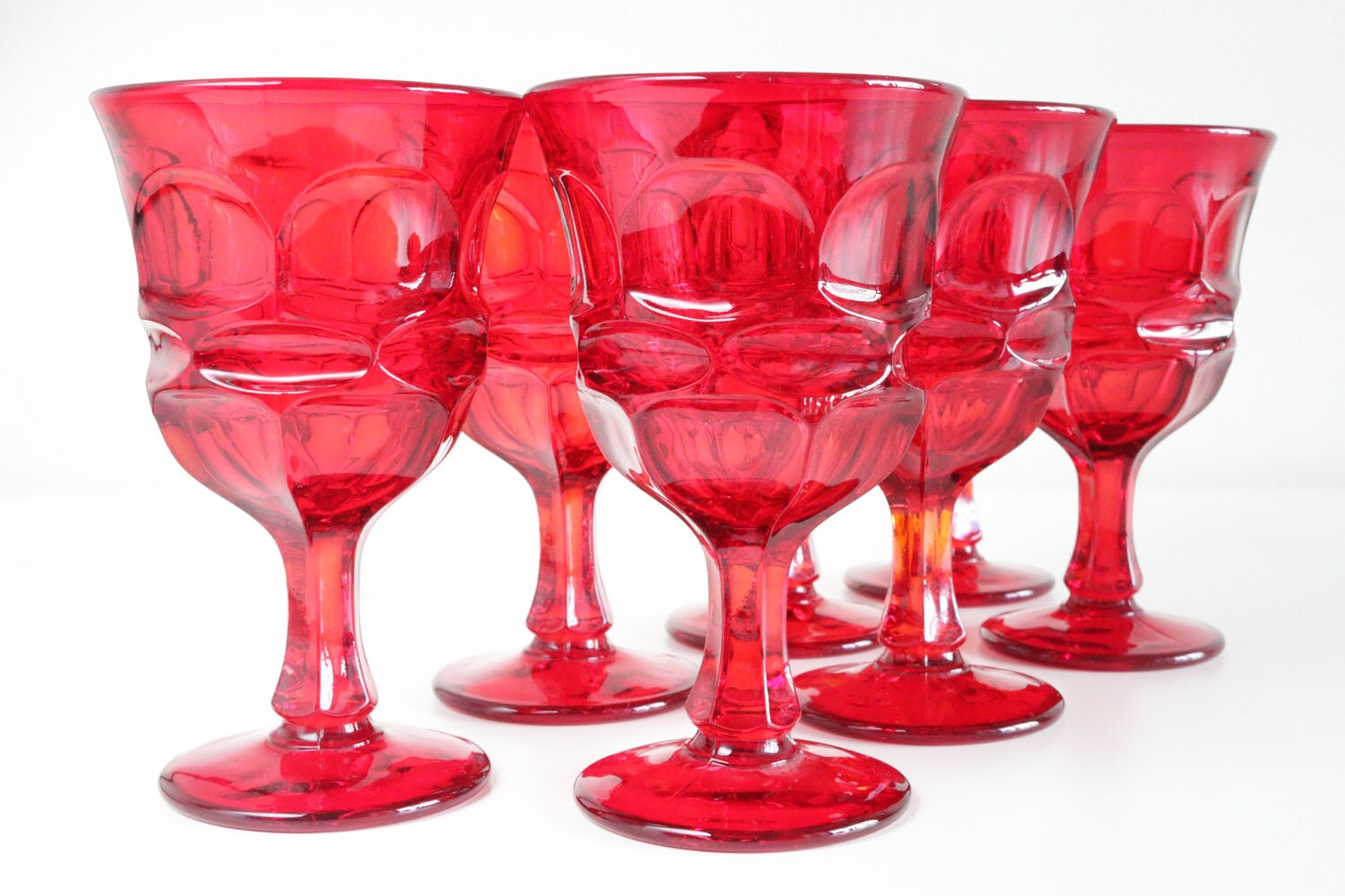 Red Christmas Glasses By Fostoria. Argus Ruby Red Water