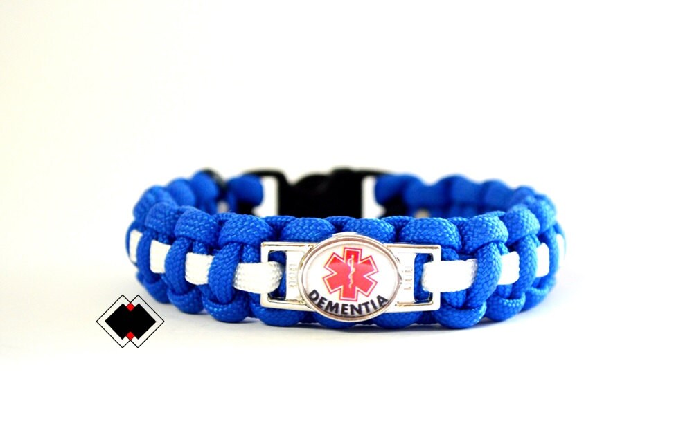 Dementia Medical Alert Paracord Bracelet Blue and White or Custom