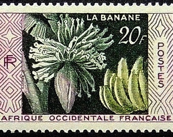 Bananas Afrique Occidentale -Handmade Framed Postage Stamp Art 20428AM