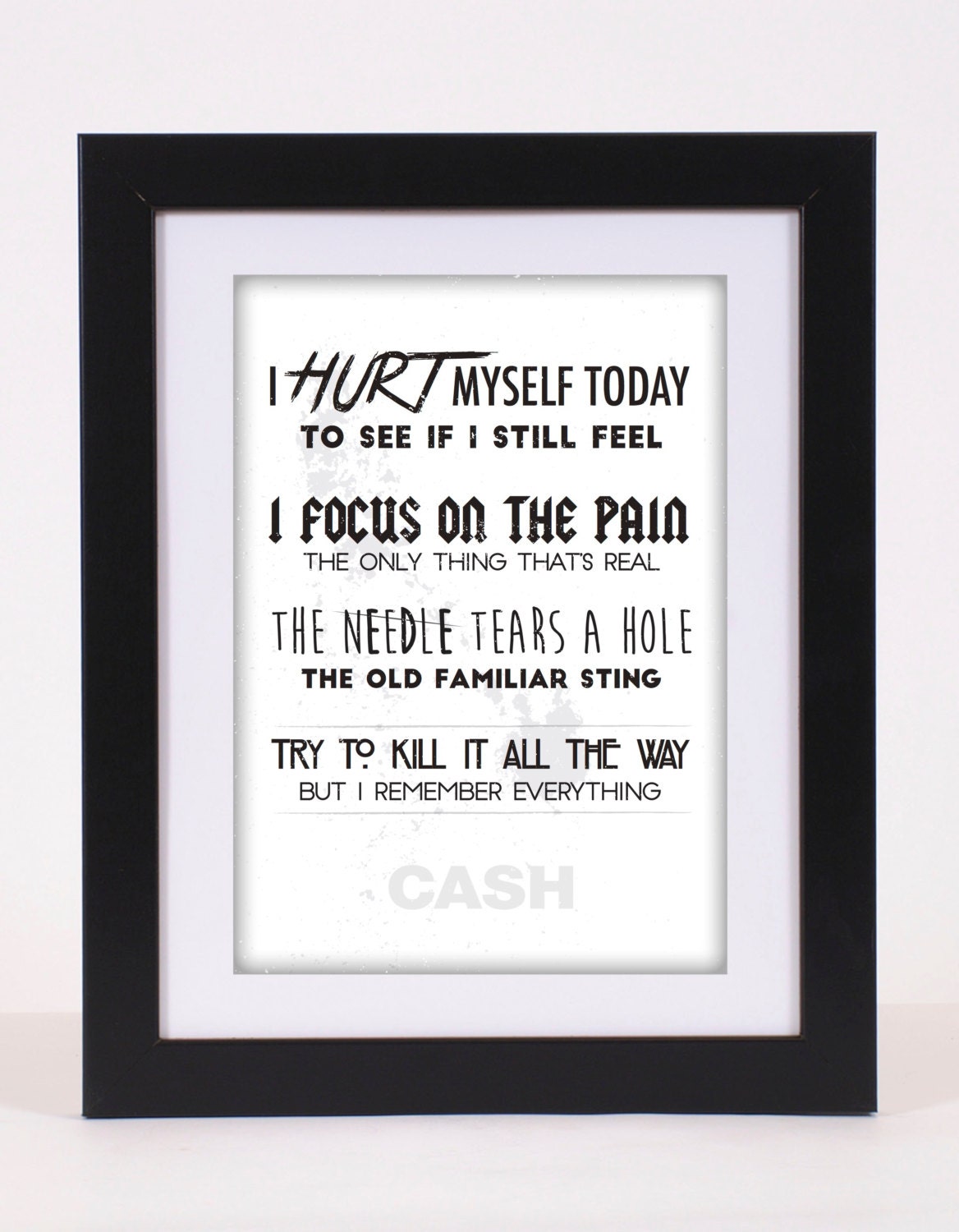 Johnny Cash Hurt Printed Lyrics Poster Available