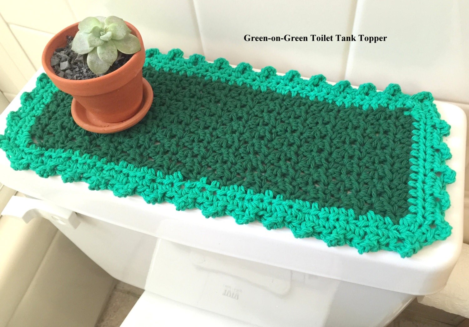 Green Toilet Tank Topper TwoTone Green Sink Mat Vanity