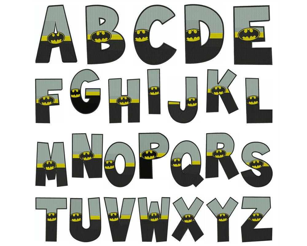 BATMAN ALPHABET Machine Embroidery Instant by Embroiderblock