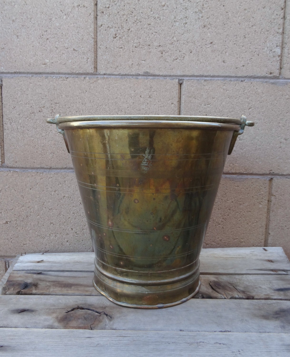 Antique Brass Pail Sambar Br Bucket Cauldron Planter
