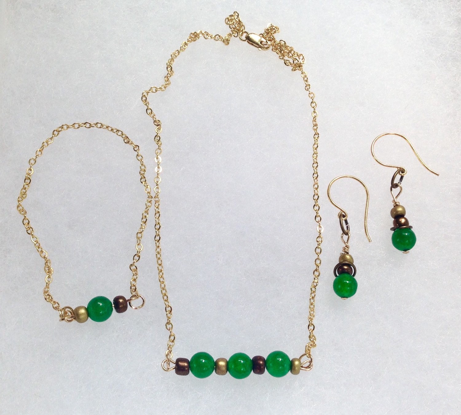 Emerald Jewelry Set Bar Set Necklace Bracelet by PotOfGems on Etsy