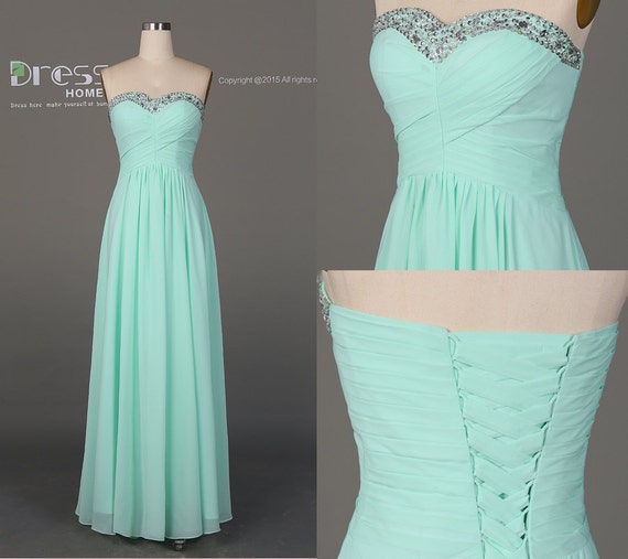 Simple Mint Green Sweetheart Beading Pleats Prom by DressHome