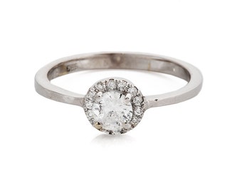 White Gold Engagement Ring-Diamond Engagement Ring-White Gold Ring-Side Stone Engagement Ring-Bridal Jewelry-anniversary gift for her-