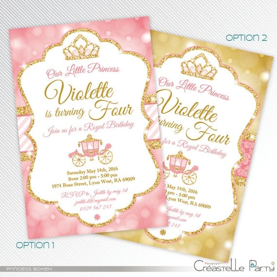 Bokeh Princess birthday party printable invitation, photo invitation, digital invitation Il_570xn