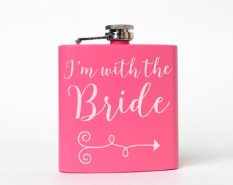 Bachelorette Party Pink Flask - I'm with the Bride
