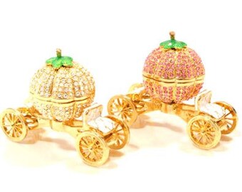 Luxury Beautiful Cinderella Mini Pumpkin carriage Jewelry Box,jewelry case,Gift Box,Accessary case-present -ring case