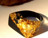 Little Black Dress Ring, Gold Leaf Resin Ring, Statement Ring, Dramatic Design Ring, Modern Trending Rings, Black Gold Ring, ResinHeavenUSA