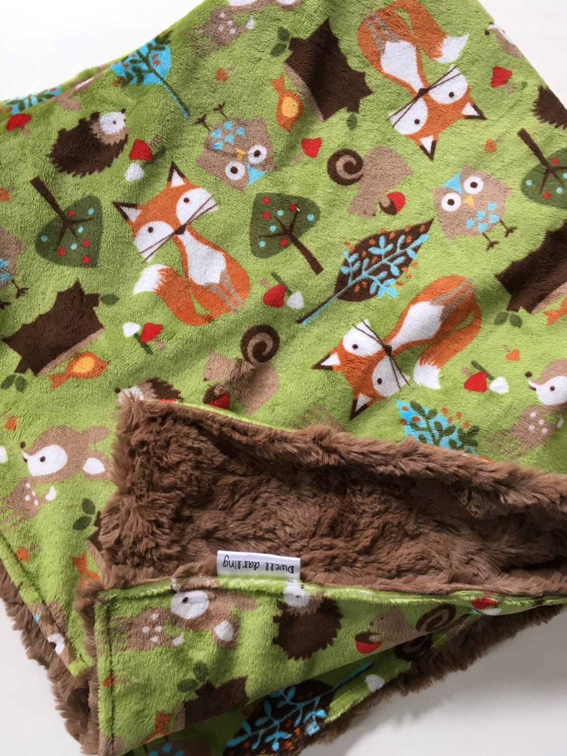 Woodland Forest Animal Baby Blanket minky Baby Blanket