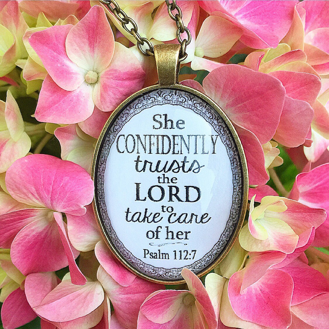 Bible Verse Pendant Necklace She confidently trusts the