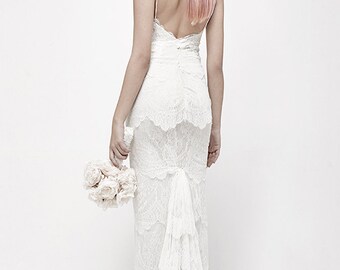 French Lace Wedding Dress, Open Back Wedding dress, Lace Wedding Dress, Bridal dress, wedding dress lace, lace dress, beach wedding dress