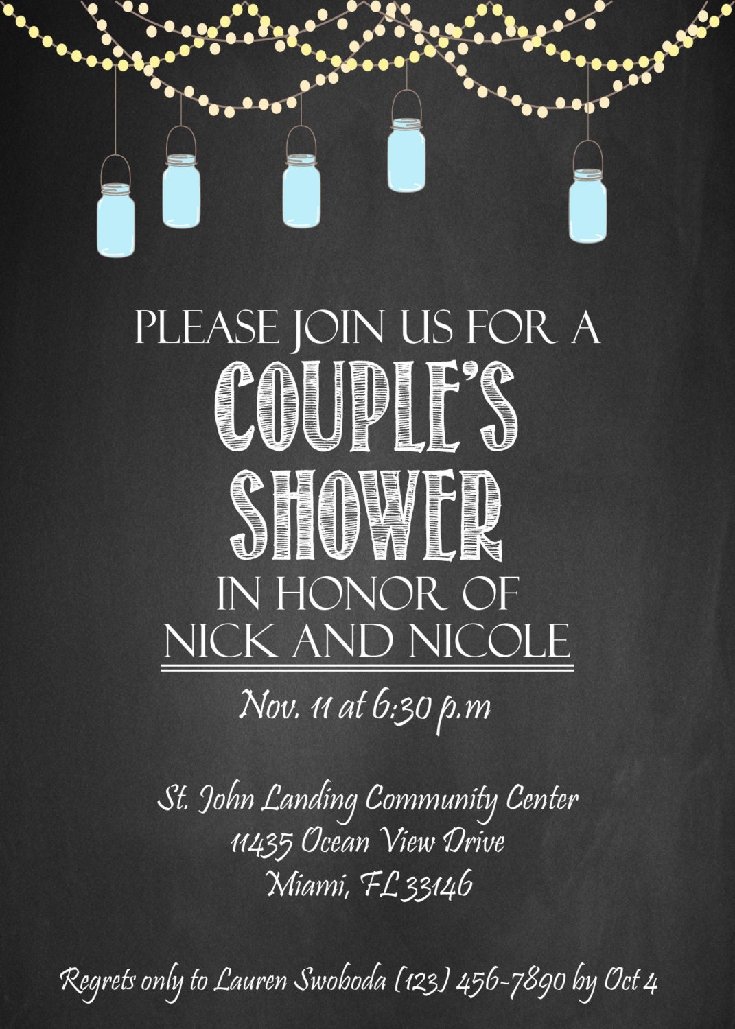 Printable Couples Shower invitation custom Party invitation
