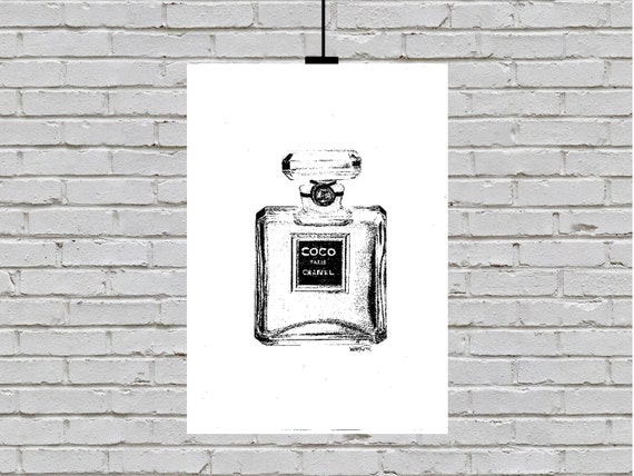 Coco Chanel Perfume Bottle Art Print by BeyelseeART on Etsy