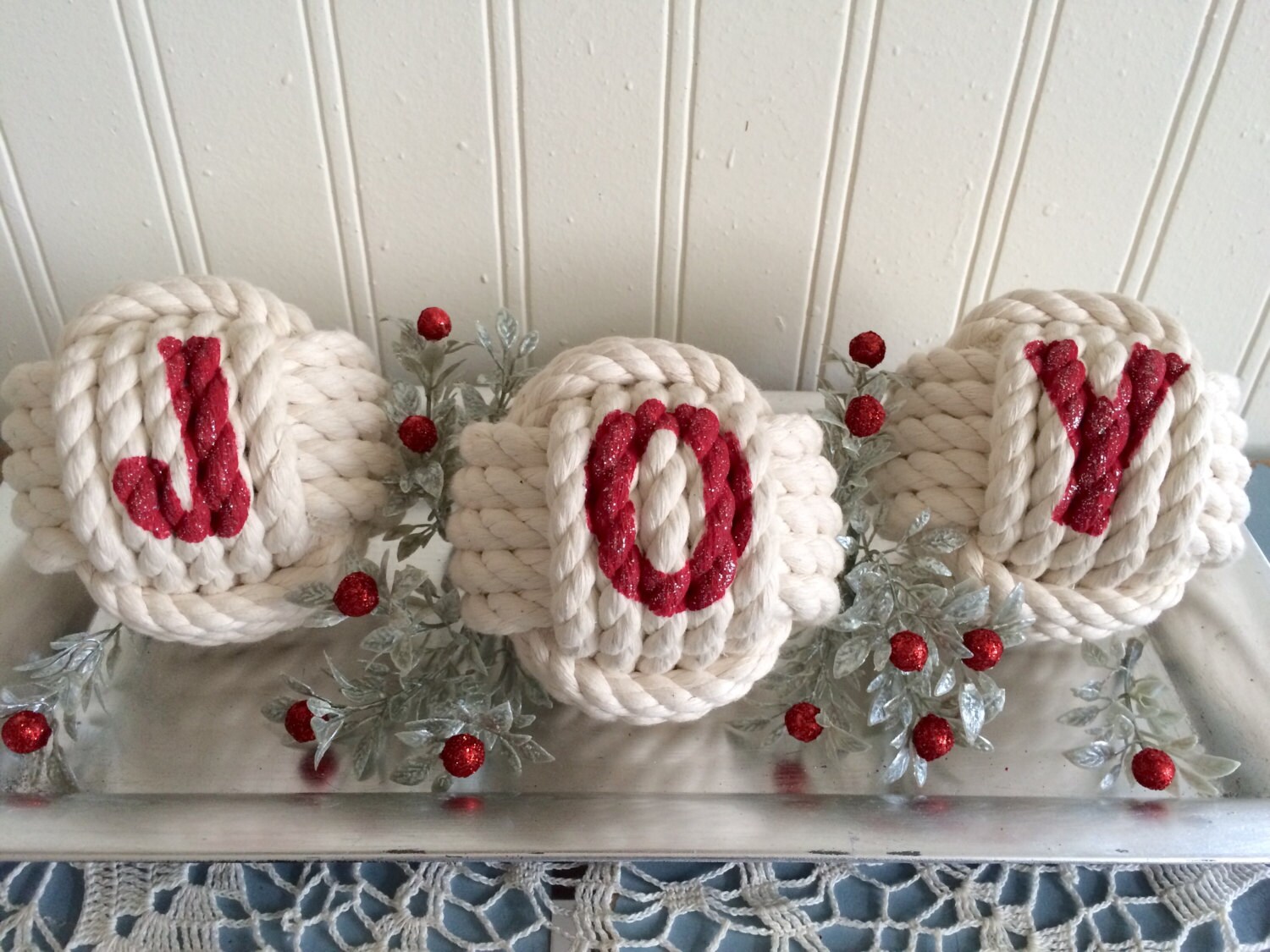 Joy nautical rope knot Christmas ornament nautical Christmas