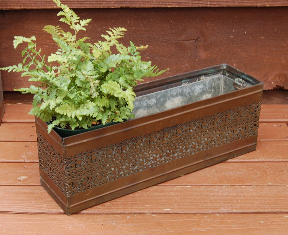 Copper Flower Box Beautiful Vintage Planter Box Pierced