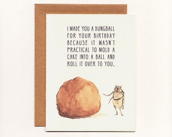 Funny Greeting Card, Birthday, Dung Beetle