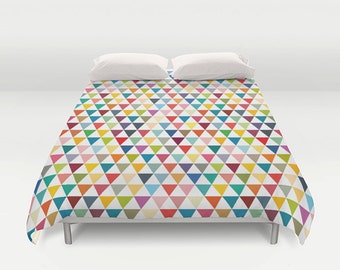 Colourful duvet cover, kids duvet cover, queen duvet cover, duvet cover, colourful duvet cover, geometric duvet cover, bedding, kid duvet